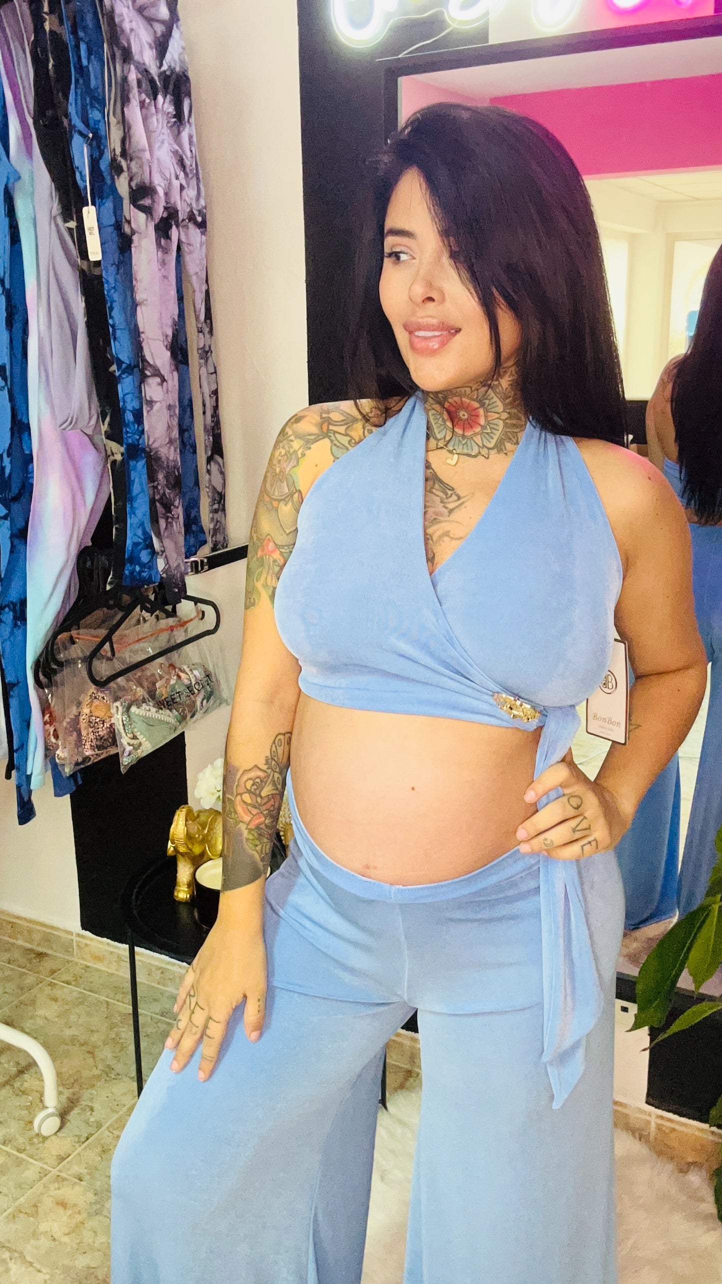 set de dos piezas en color azul bebe multi uso ref 0047