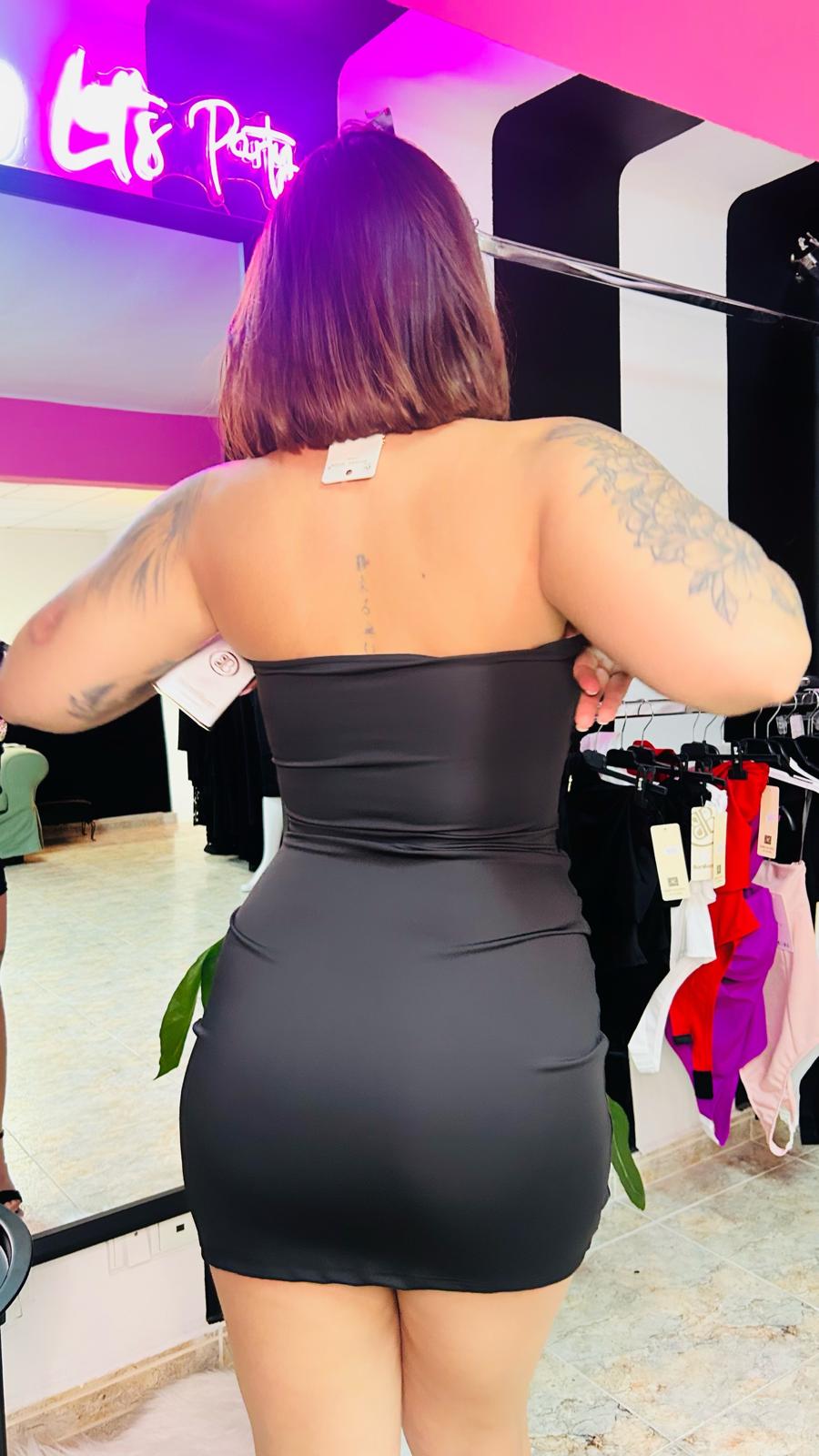 vestido negro en palabra de honor ref. 0032