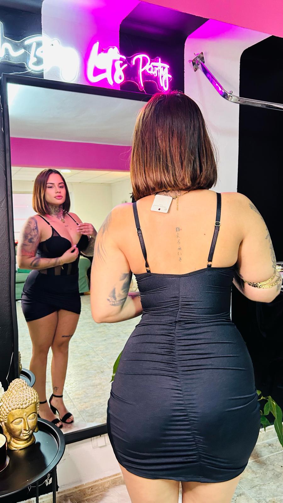vestido corto negro con copas ref. 0034